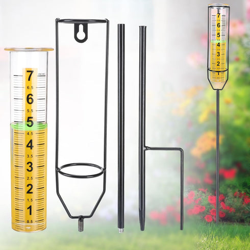 MADHOLLY Rain Gauge Outdoor - 7" Freeze-Proof Rain Gauges for Yard, Large Numbers, Easy to Read- Decorative Rain Measure Gauge with Metal Stake fo...