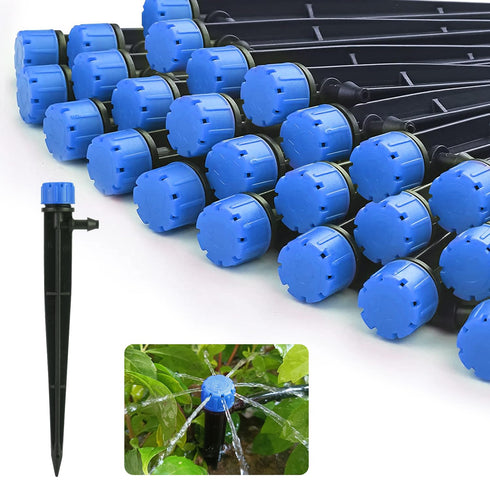 1/4" Drip Irrigation Emitters,50 pcs Drip Emitters for 1/4" Drip Irrigation Tubing,Adjustable 360 Degree Water Flow Drip Heads Water Dripper for P...