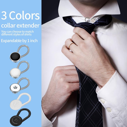20 Pcs Shirt Collar Button Extenders, Elastic Collar Extenders for Mens Shirts, 5 Styles Dress Shirt Tie Neck Collar Button Expanders for Expandin...