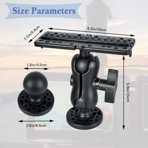 Fish Finder Mount Base, Universal 360° Rotation Ball-Mount Fish Finder Bracket, Nylon & Stainless Steel Electronic Fish Finder Holder for Marine B...