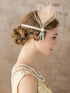 SWEETV 1920s Headpiece Flapper Headband, Pearl Peacock Feather Hair Band, Great Gatsby Accessoreis for Women, Blush Pink...
