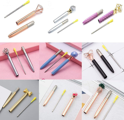 DUNBONG Black and Blue Ink Pen Refills Replacement Metal Ballpoint Refill 3.2 in for Big Diamond or Crystal Pen and Stylus Pens Pack of 5 (Blue).....