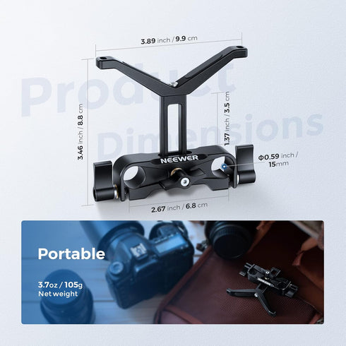 Neewer Telephoto Long Lens Support Bracket, Y-Shaped Lens Bracket with 35mm Vertical Adjustment, Compatible with DSLR Camera Shoulder Rig with 15m...