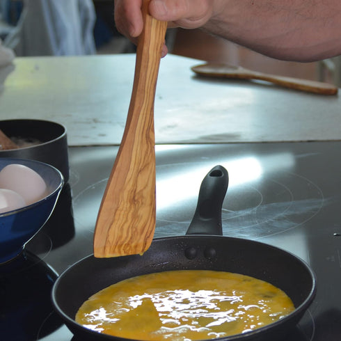 olive wood spatula for cooking | wooden scraping spoon with flat bottom edge | Beautiful Wooden Spatula turner ideal for nonstick cookware, stirri...