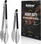 Kitchen Tongs - 9" and 12" Tongs for cooking, Heat Resistant 600 Degrees Stainless Steel Metal Tong and Non-Slip Handle - Perfect for Cooking, Sal...