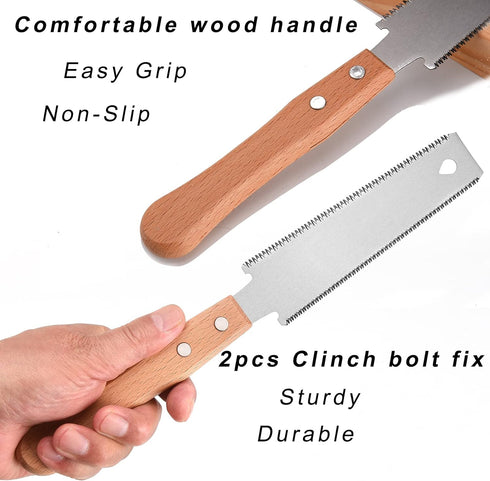 Small Woodworking Hand Saw, 6 inch Flexible Blade Double edge TPI 17/11 Pull Saw for Craft, Hobby, DIY, Non Slip Wood Handle Garden Trim Saw, Shar...