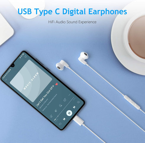 USB C Headphones for Galaxy S24 S23 S22 A54 A53 Z Fold 5 6, USB Type C Earphones with Microphone Android Wired Earbuds DAC Noise Canceling Headset...
