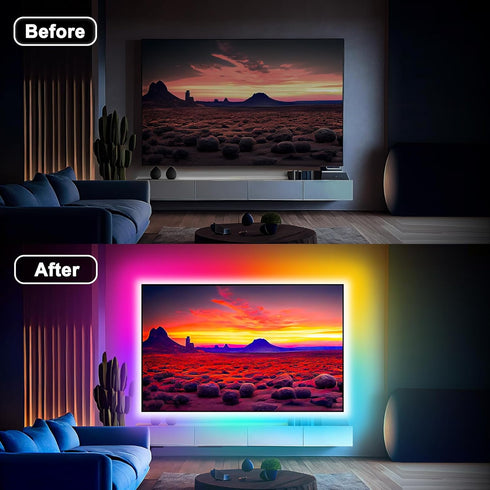 Daymeet TV LED Lights Strip, Music Sync LED TV Backlight for 65-85in TV, 16.4FT TV Lights Bluetooth APP Remote Control, USB TV Lights Behind RGB C...