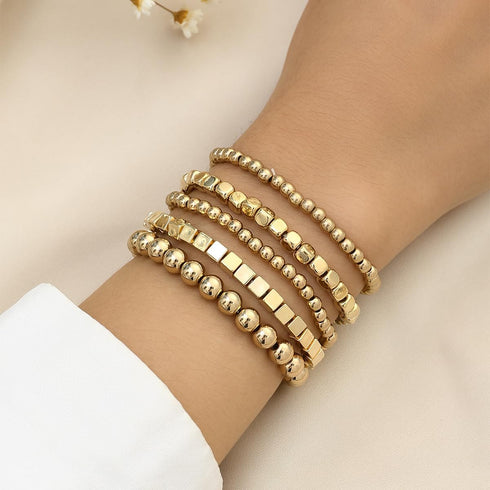 CSIYANJRY99 Silver Beaded Bracelets for Women Gold Stackable Stretch Bead Bracelet Set Beads Bracelet Stack Pack Hand Jewelry...