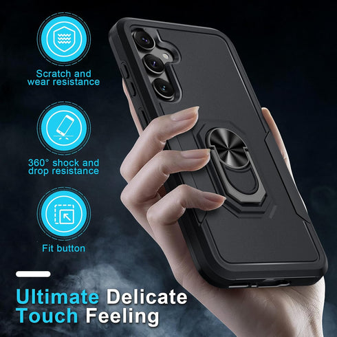 Janmitta for Samsung Galaxy A35 5G Case with Tempered Glass Screen Protector,Heavy Duty Shockproof Full Body Protective Cover Built in Rotatable M...