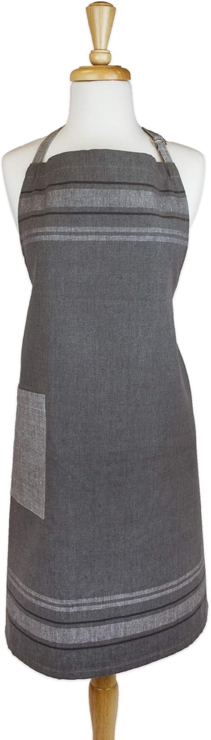 DII French Stripe, Kitchen Collection, Chef Apron, Chambray Gray...