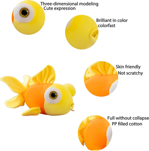 13.8" Goldfish Plush Stuffed Animal Soft Cute Goldfish Hug Doll Pillow Yellow...