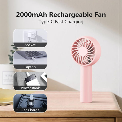 MORECORE Mini Handheld Fan for Kids - 3 Powerful Adjustable Speeds, 8HR Run Time, USB Rechargeable, Cute Design Fan with Lanyard for Girls Teens P...
