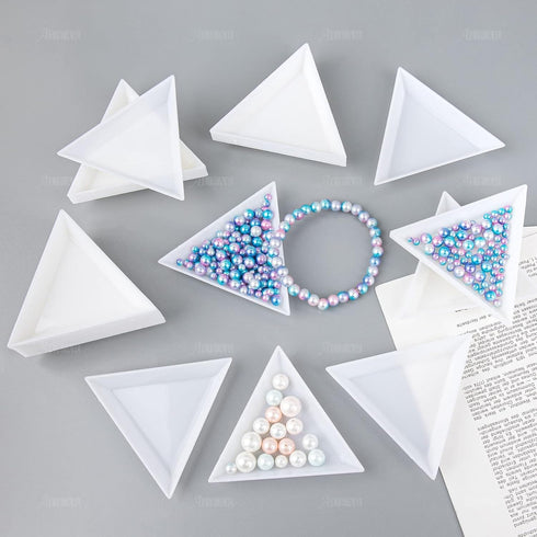 AUEAR, 120 Pack Triangle Sorting Trays Bead Sorting Storage Plates Trays Plastic Nail Art Plates for DIY Art Craft...