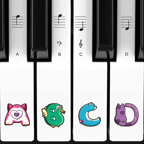 Keyboard Stickers,Kids Cartoon Cute Animals Piano Keyboard Letters Stickers Removable for 88, 76, 61, 49 Key Extra Large Piano Stickers for Kids...