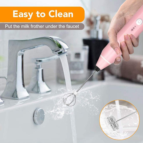 Milk Frother Handheld, Gbivbe Rechargeable Whisk Drink Mixer for Coffee with Art Stencils, Mini Foamer for Cappuccino, Hot Chocolate Match, Frappe...
