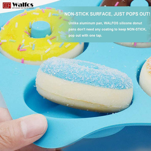 Walfos Silicone Donut Mold - Non-Stick Silicone Doughnut Pan Set, Just Pop Out! Heat Resistant, Make Perfect Donut Cake Biscuit Bagels, BPA FREE a...