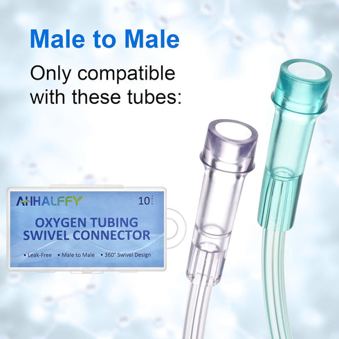 Oxygen Tubing Connectors 360° Swivel Cannula Connector Oxygen Hose Connectors Oxygen Straight Connectors for O2 Tubing Avoid Tube Tangles(White-10...