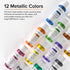 GenCrafts Metallic Acrylic Pouring Paint 12 Colors Pre-Mixed High Flow & Ready to Pour - 2 oz./60 ml Bottles - Multi-Purpose Paints for Canvas, Pa...