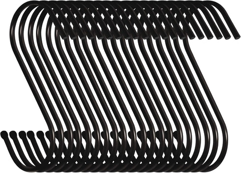 30 Pack 3.5 inch Heavy Duty S Hooks - Plants, Outdoor, Light, Cup, Large Hangers for Kitchen, Bathroom, Bedroom and Office (Black)...