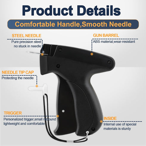 Quick Clothing Fixer, Speedy Tagging Gun for Clothes, Handheld Tag Attacher Gun with 10 Needles & 1000 Pcs Barbs Fasteners for Retail Hang Price F...