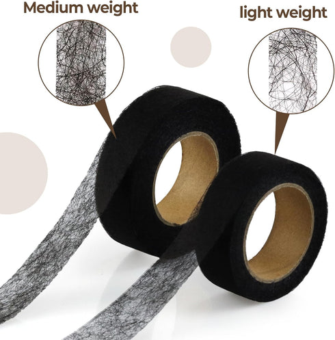 PLANTIONAL 2 Rolls Iron on Hem Tape, Fabric Fusing Hemming Tape - 1 Inch x 22 Yards Light and Medium Weight Black Adhesive Web, No Sewing Required...