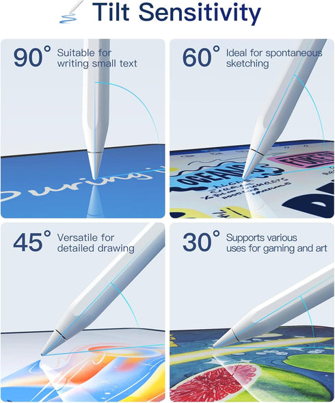 Inateck Stylus Pen for iPad 2018-2023, 5Mins Fast Charging Pencil with Tilt Sensitivity & Palm Rejection, Magnetic Pen for iPad Air 3/4/5, iPad Mi...