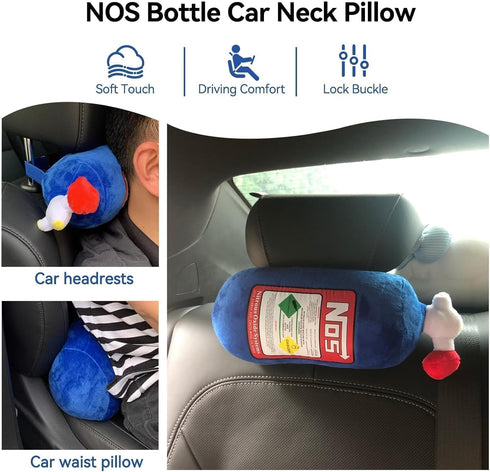 Car Neck Pillow, NOS Bottle Design Plush Car Headrest Pillow Neck Support Pillow for Car Seat, Office Chair, Travel, 11 x 4.7in (1)...