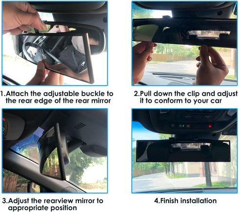 DS. DISTINCTIVE STYLE Wide Rear View Mirror Clip On 12 Inch Universal Panoramic Convex Interior Wide Angle Mirror...