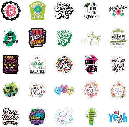 Inspirational Slogan Positive Energy Stickers 100 Pcs Trendy Style Stickers Laptop Stickers Pack Cool Sticker for Pad MacBook Car Snowboard Bicycl...