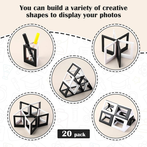 20 Packs Magnetic Photo Picture Frame Cute Mini Table Photo Frame Holder 3 Inches Plastic Colorful Photo Display Compatible with Fujifilm Instax f...