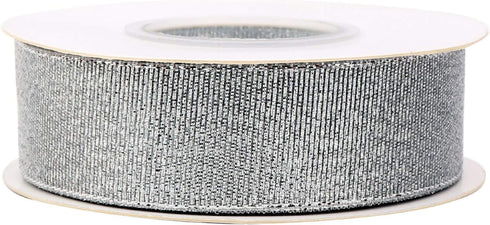 1 Inch Glitter Silver Ribbon, Ribbon for Gift Wrapping, Holiday Party, Wedding Decorations, 25 Yards Fabric Ribbon for Balloons, Sewing, and Flora...