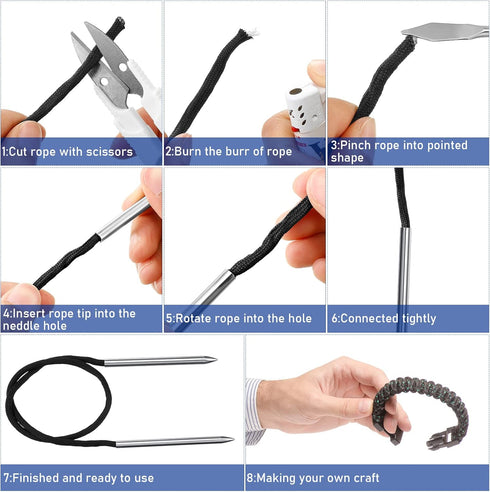 14 Pieces Paracord Tools Needles Paracord FID Set Stitching Set Stainless Steel Lacing Needles Smoothing Tool Knotter with Marlin Spike for Work L...