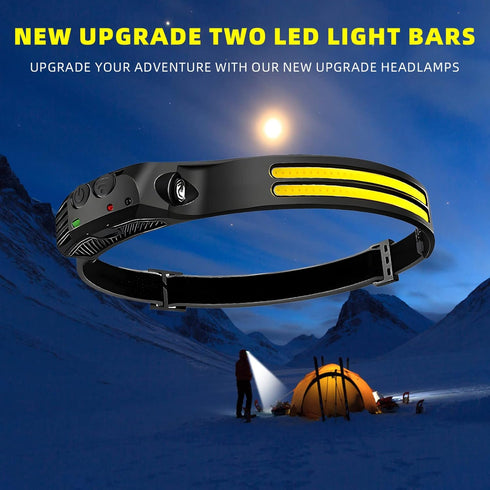 LED Headlamp Rechargeable 2PCS - 230° COB Super Bright Head Lights for Forehead, Hard hat Light for Adults, USB C Headband Flashlight for Work, Hi...