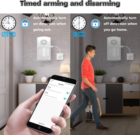 Smart Motion Sensor, WiFi Wireless Security Alarm, Home Security PIR Motion Detector with Free App Alerts, 110dB Sound and Light Alarm, 4 Alarm Mo...