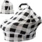 Nursing Cover Breastfeeding Scarf - Baby Car Seat Covers, Infant Stroller Cover, Strechy Carseat Canopy for Boys and Girls ?Black and White Square...