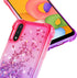 for Galaxy A01 Case with Tempered Glass Screen Protector,Glitter Bling Floating Liquid Sparkle Quicksand Women Girls Cute Clear TPU Phone Cover Pr...