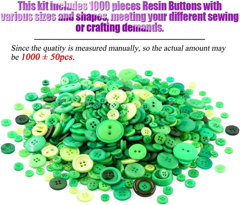 Swpeet 1000Pcs Christmas Green Craft Buttons, 2 and 4 Holes Red Round Craft Resin Sewing Buttons Suitable for Christmas Sewing Decorations, Art & ...