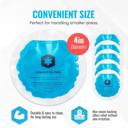 ICEWRAPS Round Ice Packs for Injuries Reusable, Hot and Cold Gel Ice Packs for Injuries, Hot and Warm Compress Soft & Flexible, Fast Relief & Reco...