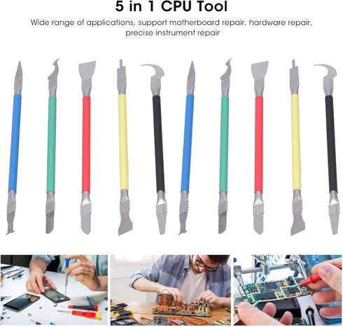 CPU Glue Removal Tool, 2Set TE-018 5 in 1 IC Chip Repair Thin Blade NAND Disassembler BGA Repair Knife Disassembly Glue Motherboard Chip Disassemb...