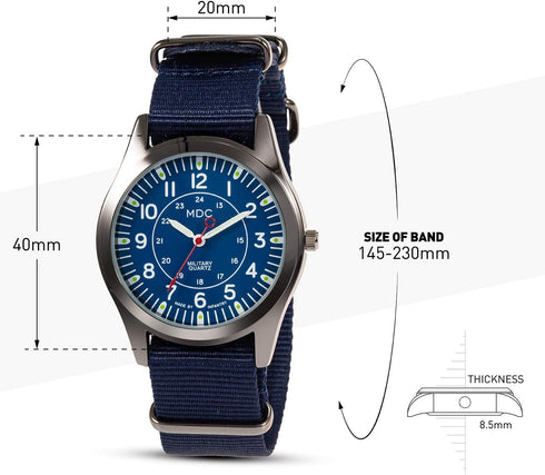 Infantry MDC Mens Analog Watch, 12/24 Hour Military Wrist Watches for Men Tactical, Army Field Wristwatch with Slip-Thru Nylon Band...