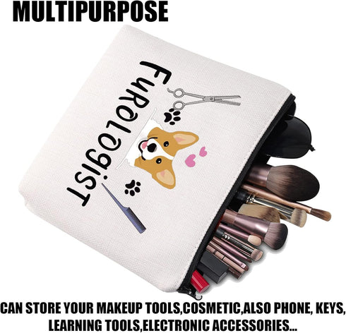 Furologist Funny Puppy Stylist Cute Dog Groomer Cosmetic Bag Dog Groomer Survival Kit Zipper Pouch Pet Grooming Gifts...