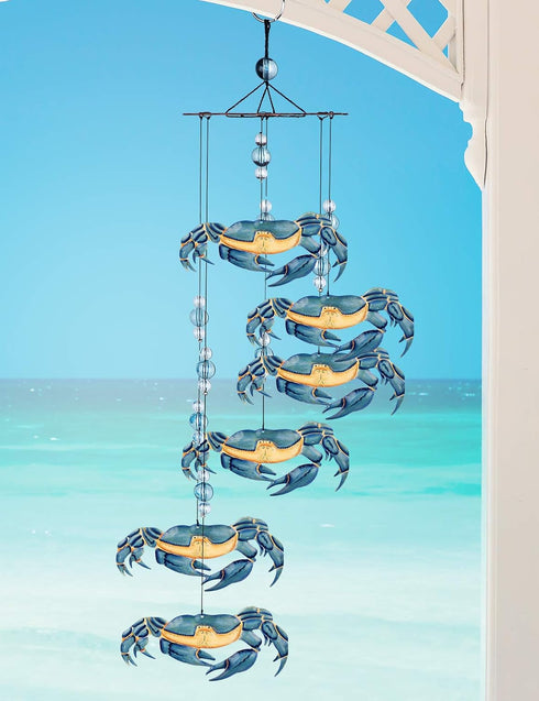 Sunset Vista Designs Kathy Hatch Great Outdoors Land and Sea Collection 18" Garden Wind Chime - Blue Crab...