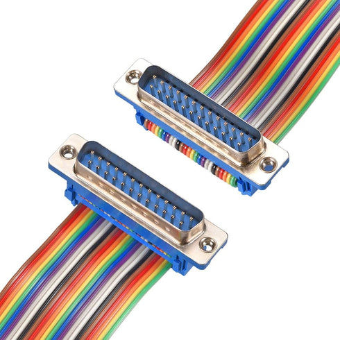 uxcell IDC Rainbow Wire Flat Ribbon Cable DB25 Male to DB25 Male Connector 2.54mm Pitch 11.8inch Length...