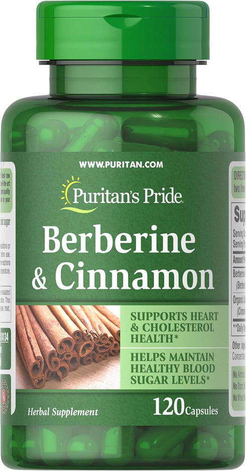 Puritan's Pride Berberine and Cinnamon, Capsule For Cardiovascular Support...
