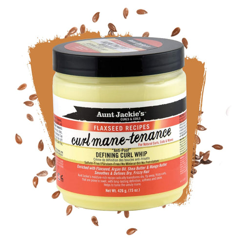 Aunt Jackie's Flaxseed Recipes Curl Mane-tenance, Lightwieght Anti-Poof Defining Curl Whip, Enriched with Flaxseed, Argan Oil and Shea Butter, Gre...