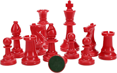 WE Games Color Bright Plastic Staunton Tournament Chess Pieces with 3.75 in. King - Half Chess Set of Chess Pieces Only, Red...