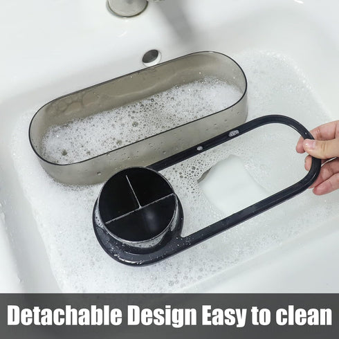 Black Toothbrush Holder for Bathroom,Detactable Bathroom Tray for Men,Electric Tooth Brushing Holder,Bathroom Countertop Organizer,Tooth Brush Too...