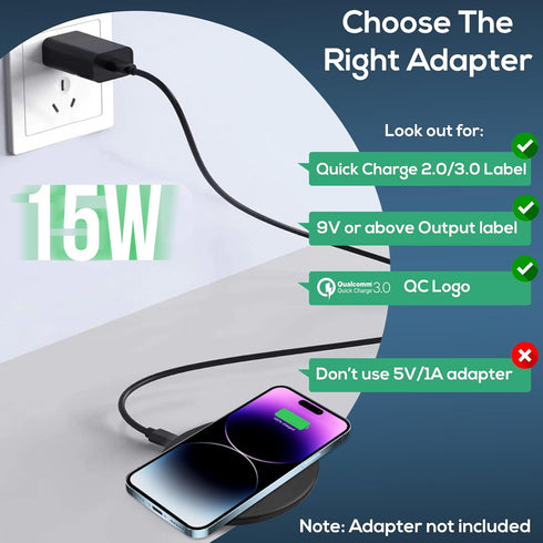 15 Watts Apple Wireless Charging Pad – Ultra-Slim, Fast Charging, Qi Wireless Charger Pad for iPhone 15/15 Pro Max/15 Plus, iPhone 14/13/12/11 Ser...
