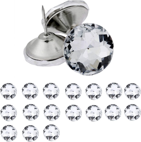 Mgoodoo 20PCS Crystal Diamond Upholstery Tacks, 30mm(1-3/16'') Decorative Furniture Pins Nails Studs for Tufted Headboard Bed Sofa Corkboard Home ...